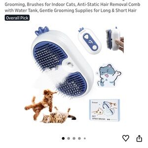 Anti-Static Cat Grooming Brush with Water Tank